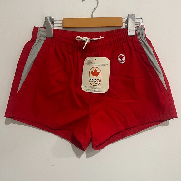 VTG 1980's SEARS Moomik Olympic Red Shorts size 32 - Picture 1 of 5